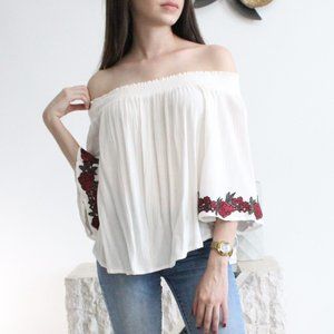 White Floral Blouse